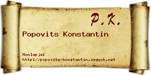 Popovits Konstantin névjegykártya